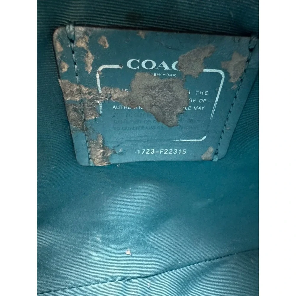 Coach Sierra Saffiano Y2K Leather Satchel Metallic Teal Blue 2017 Statement